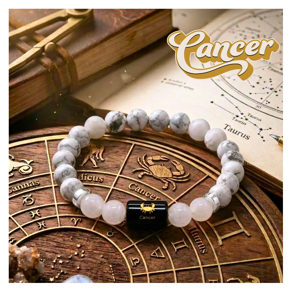 Cancer Bracelet (कर्क राशि) - Howlite & Milky Quartz (Only Bracelet)
