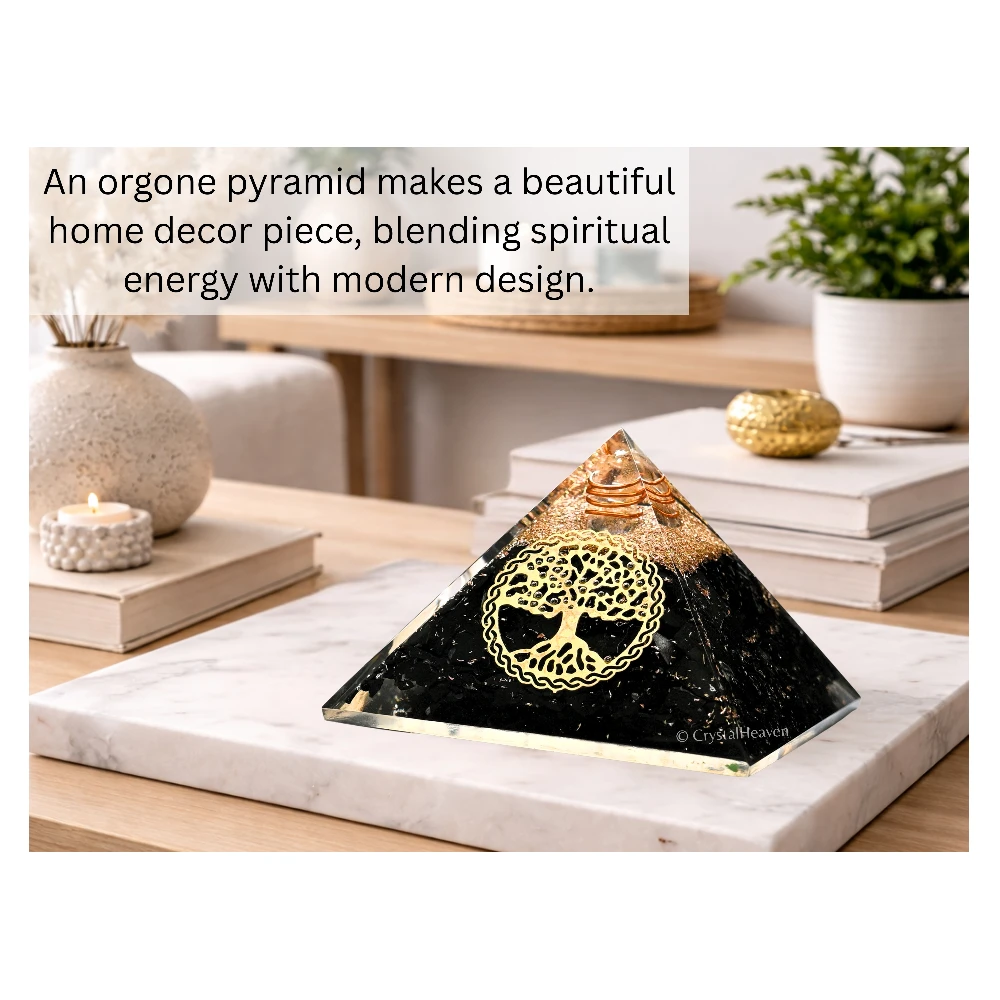 Black Tourmaline Orgone Pyramid (Vintage tree Of Life)