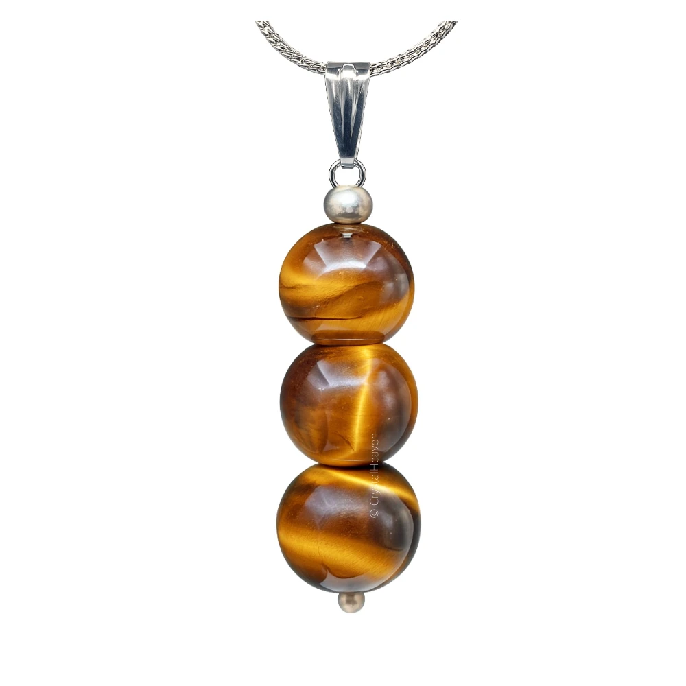 Tiger Eye Crystal Bead Necklace (Silver)