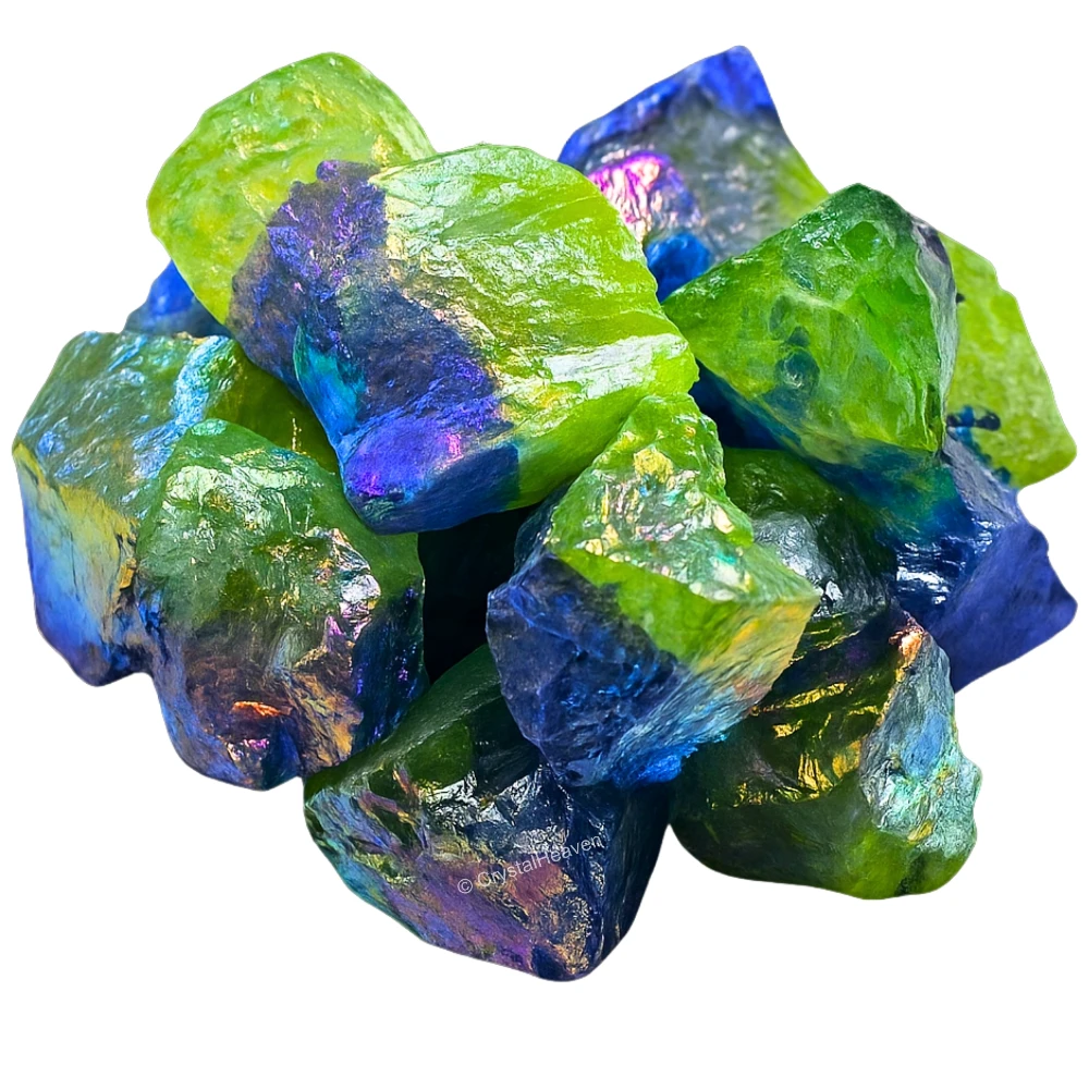 Raw Apple-Tanzine Aura Quartz Crystals (2 Pieces)