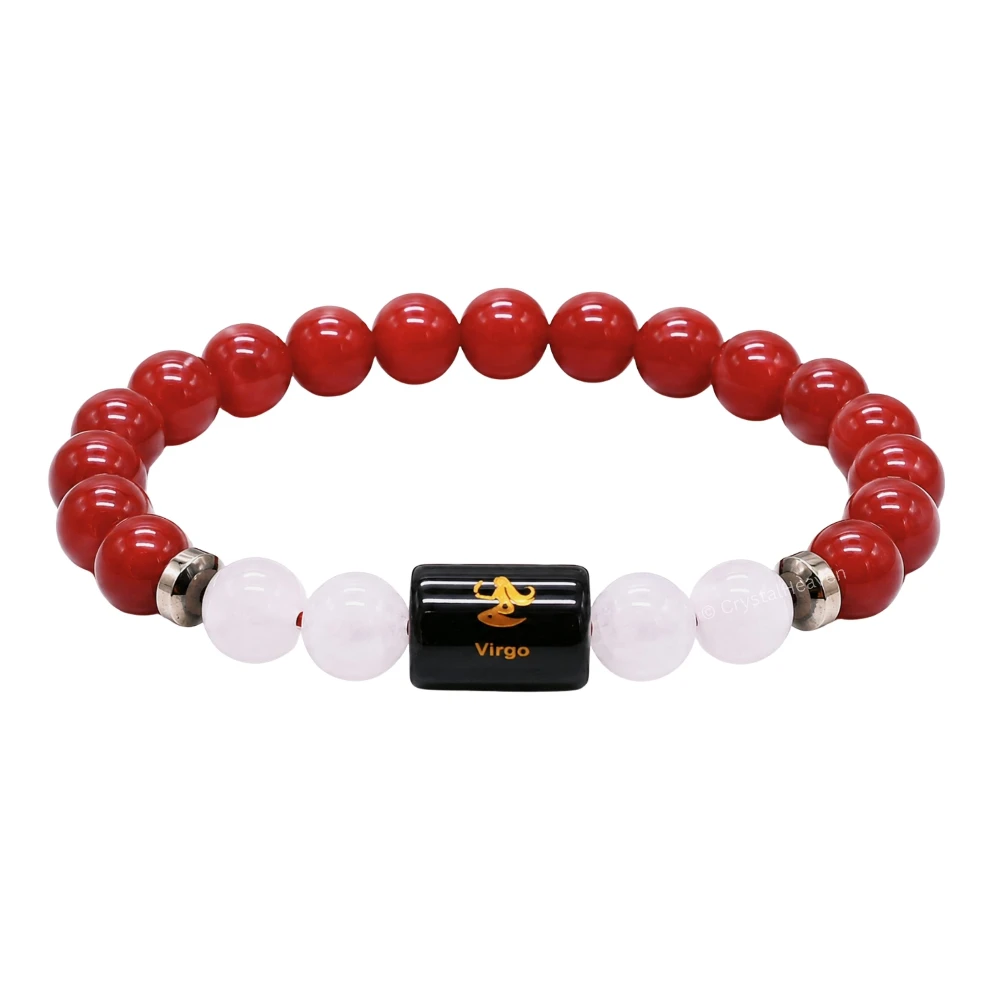 Virgo Bracelet (कन्या राशि) - Carnelian & Milky Quartz