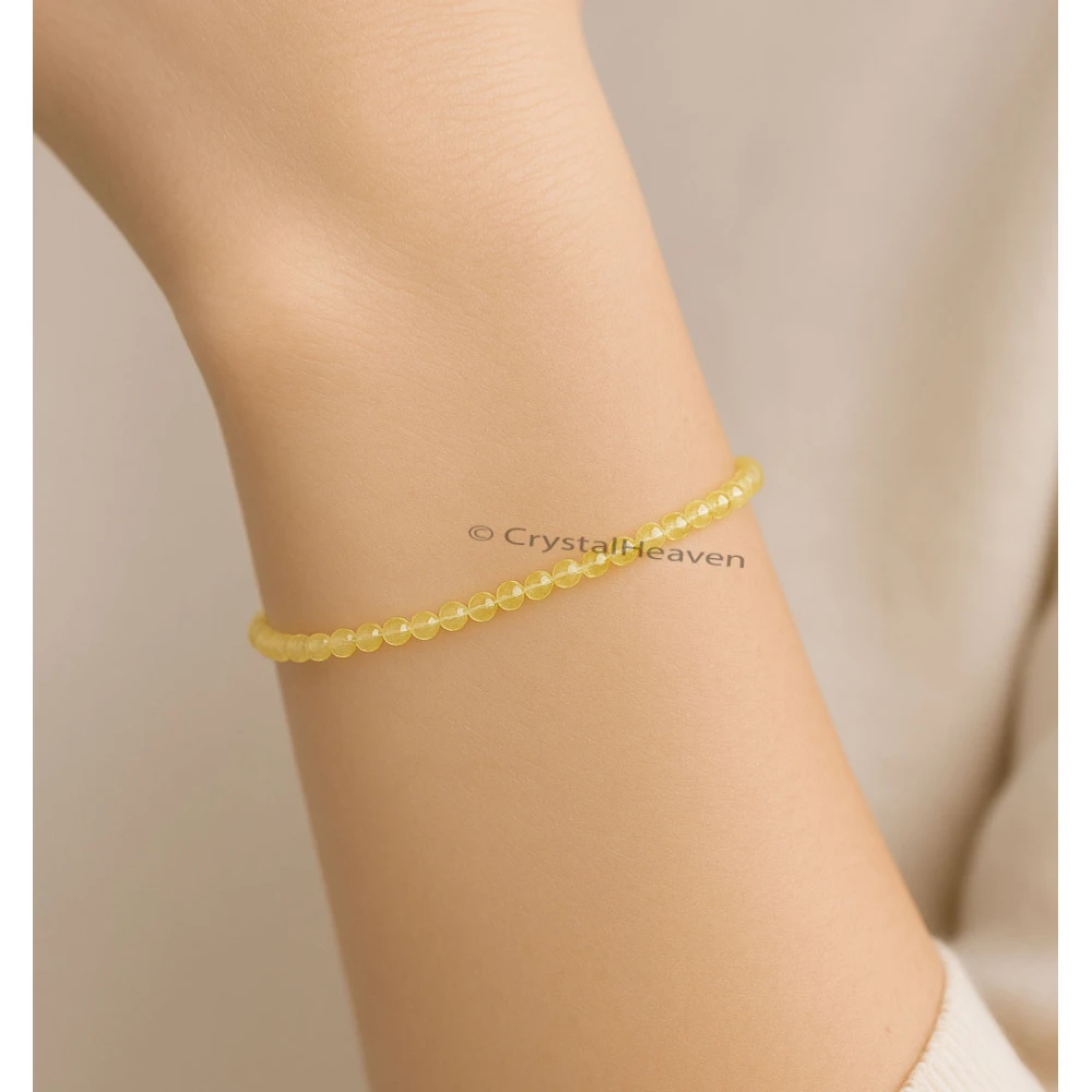 Lemon Quartz Bracelets - 2mm Faceted Beads (Gold)
