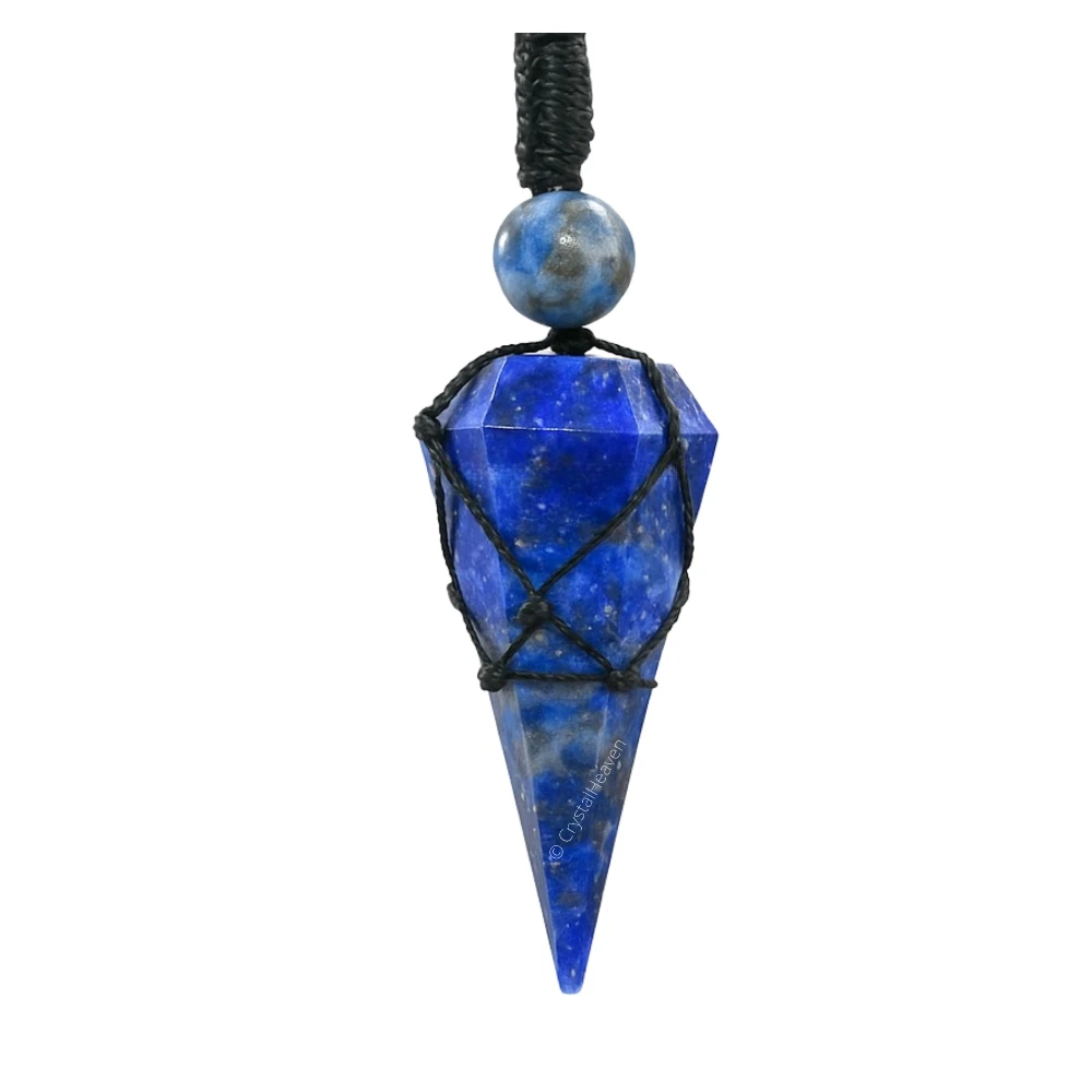 Lapis Lazuli Pendulum Pendant Necklace (Macrame)