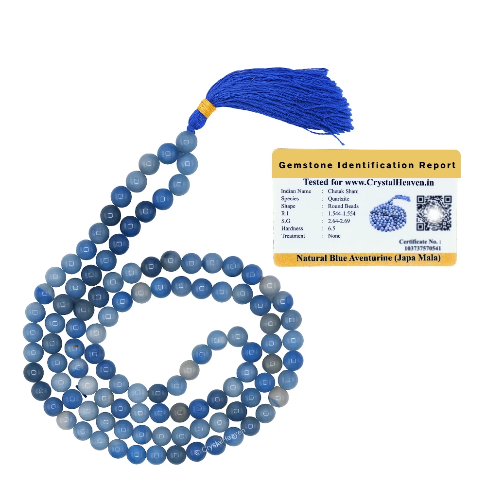 Blue Aventurine Japa Mala (Without Knot)