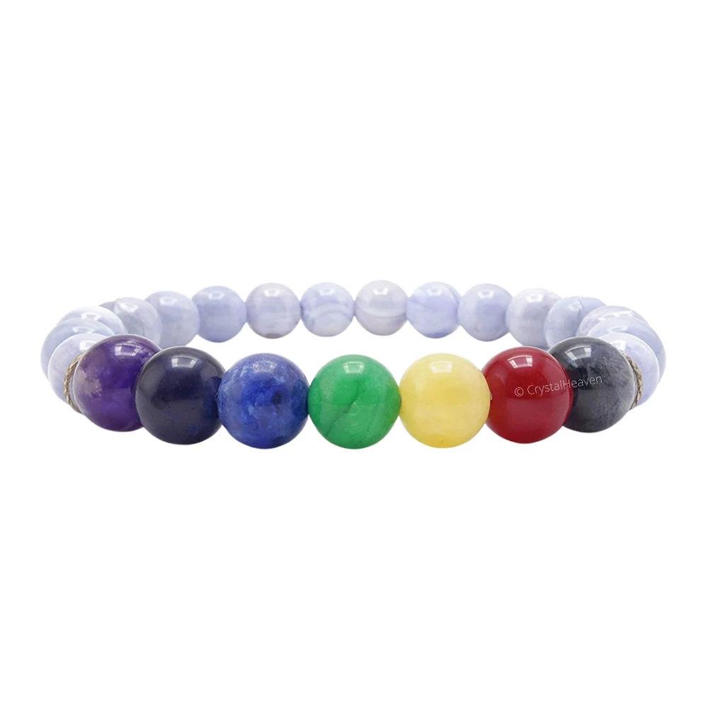 Blue Lace Agate Chakra Bracelet (Elastic)