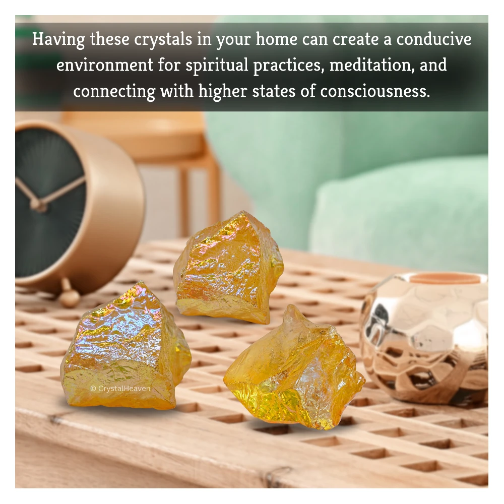 Raw Yellow Aura Quartz Crystals (5 Pieces)