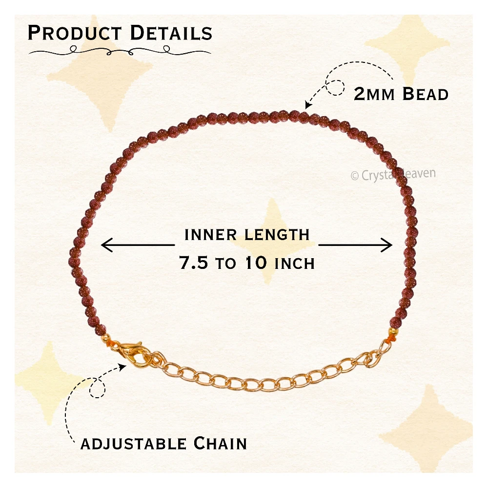 Red Goldstone Bracelets - 2mm Faceted Beads (Gold)