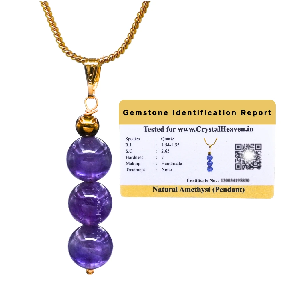 Amethyst Crystal Bead Necklace (Gold)