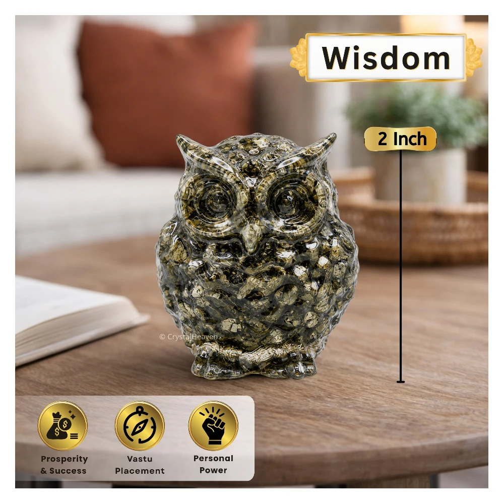 Natural Pyrite Owl - 2 Inch