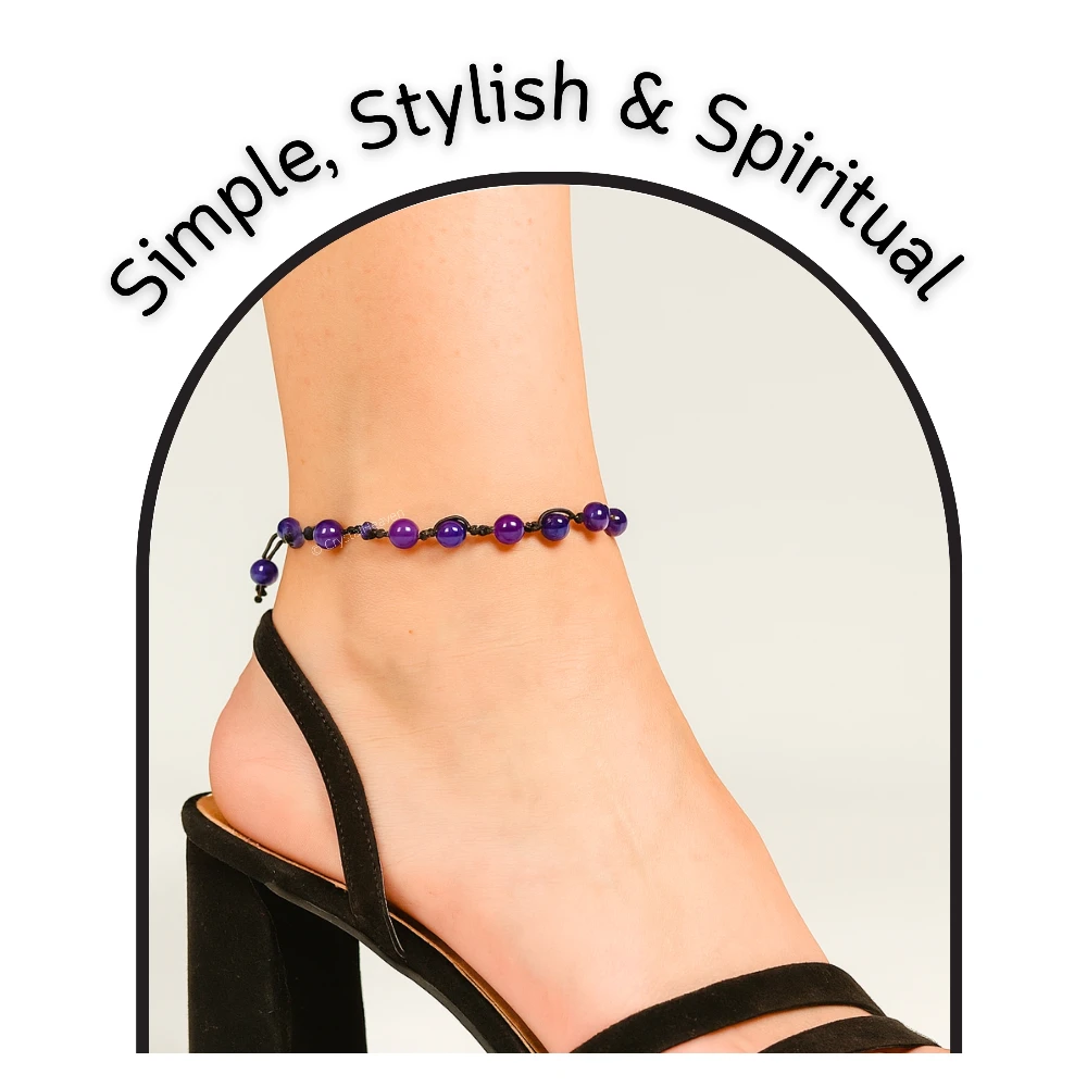 Amethyst Anklet (Hand Knotted)