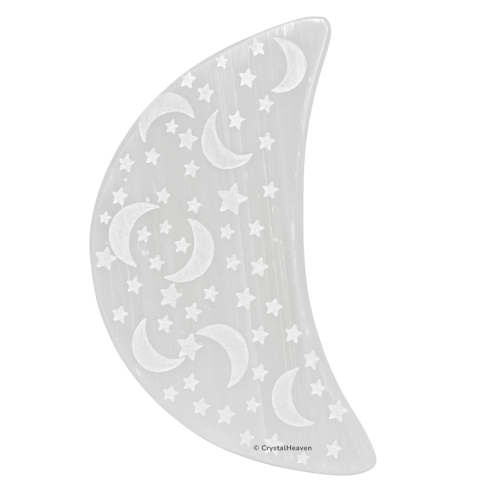 Selenite Charging Plate with Crescent Moon & Star (4 Inch)