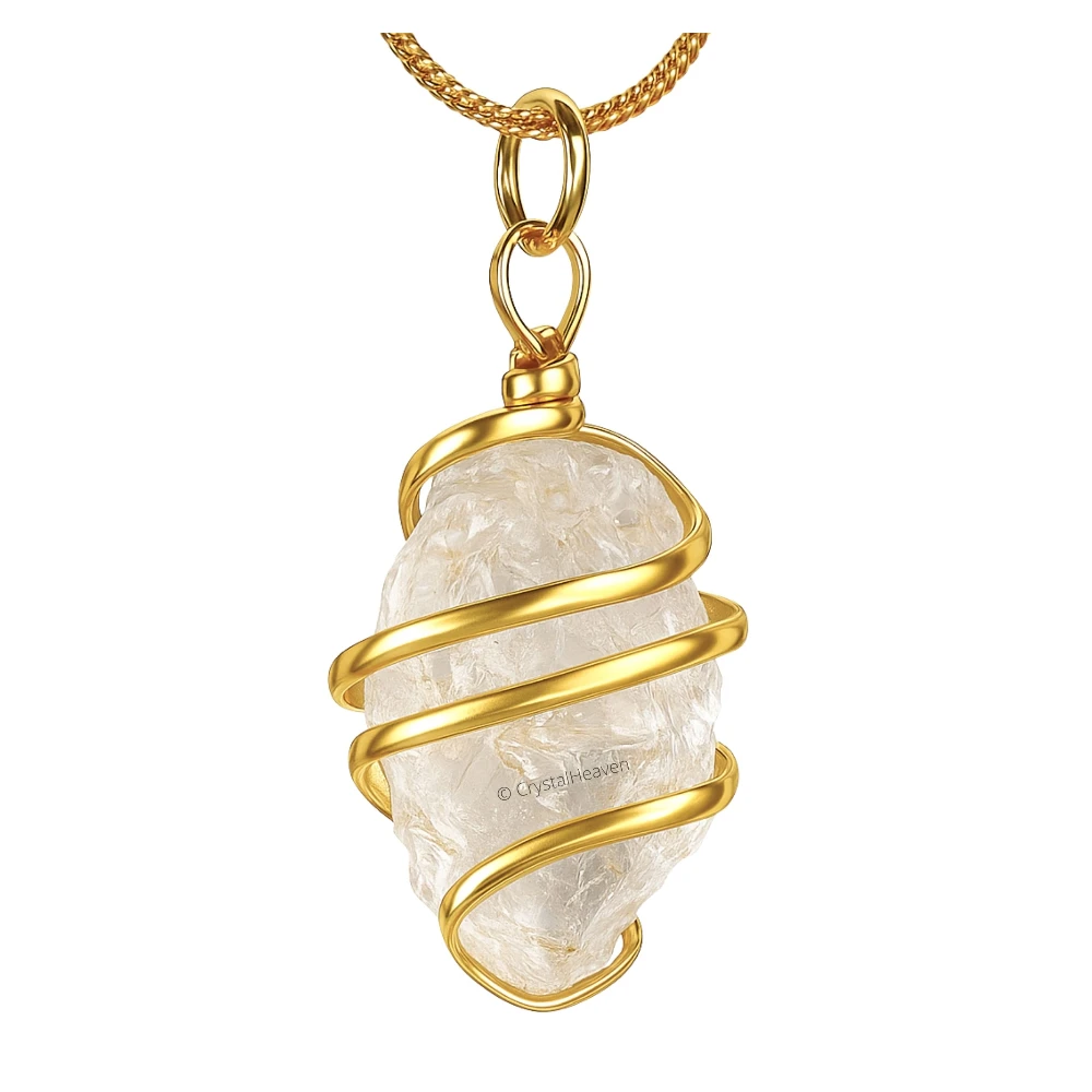 Clear Quartz Necklace - Raw Crystal (Gold)