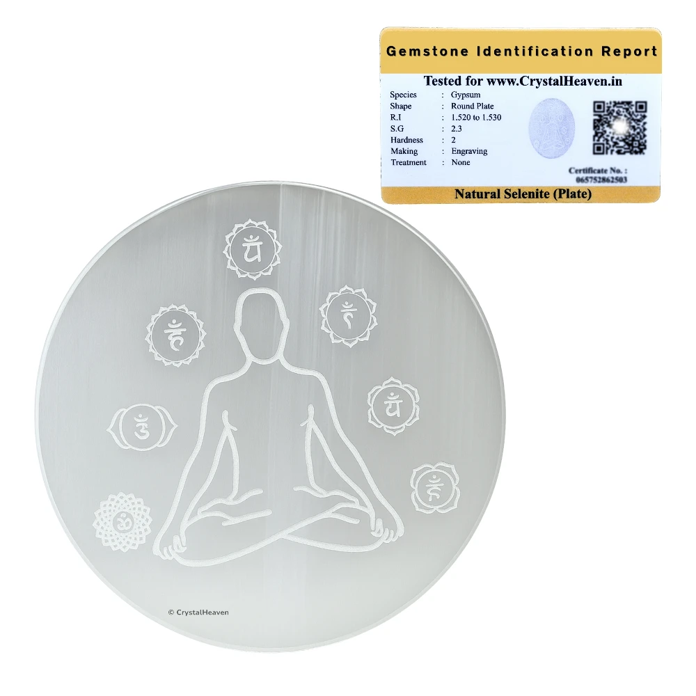 Selenite Charging Plate with Buddha (4 Inch)