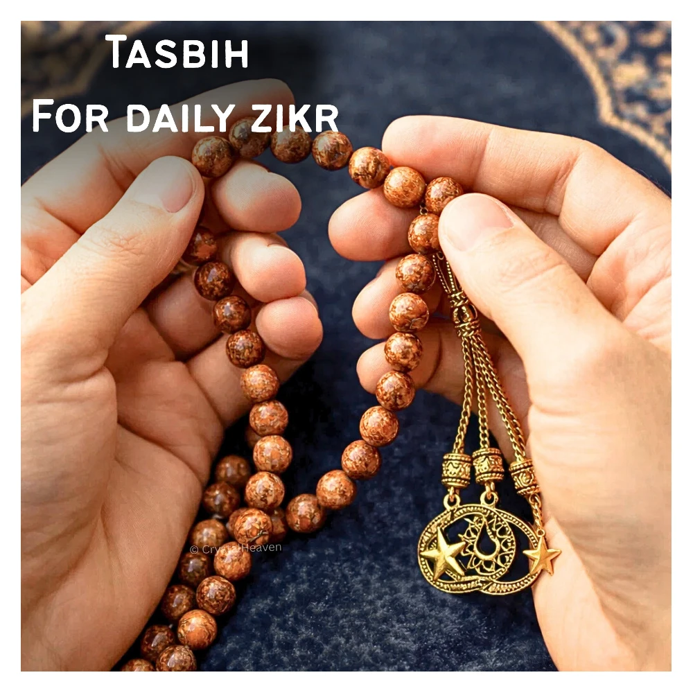 Mariyam Jasper Crystal Tasbih (Gold)