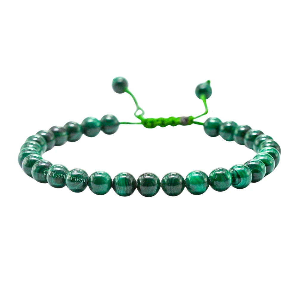 Malachite Healing Crystal Bracelets - 6mm Beads (Adjustable)