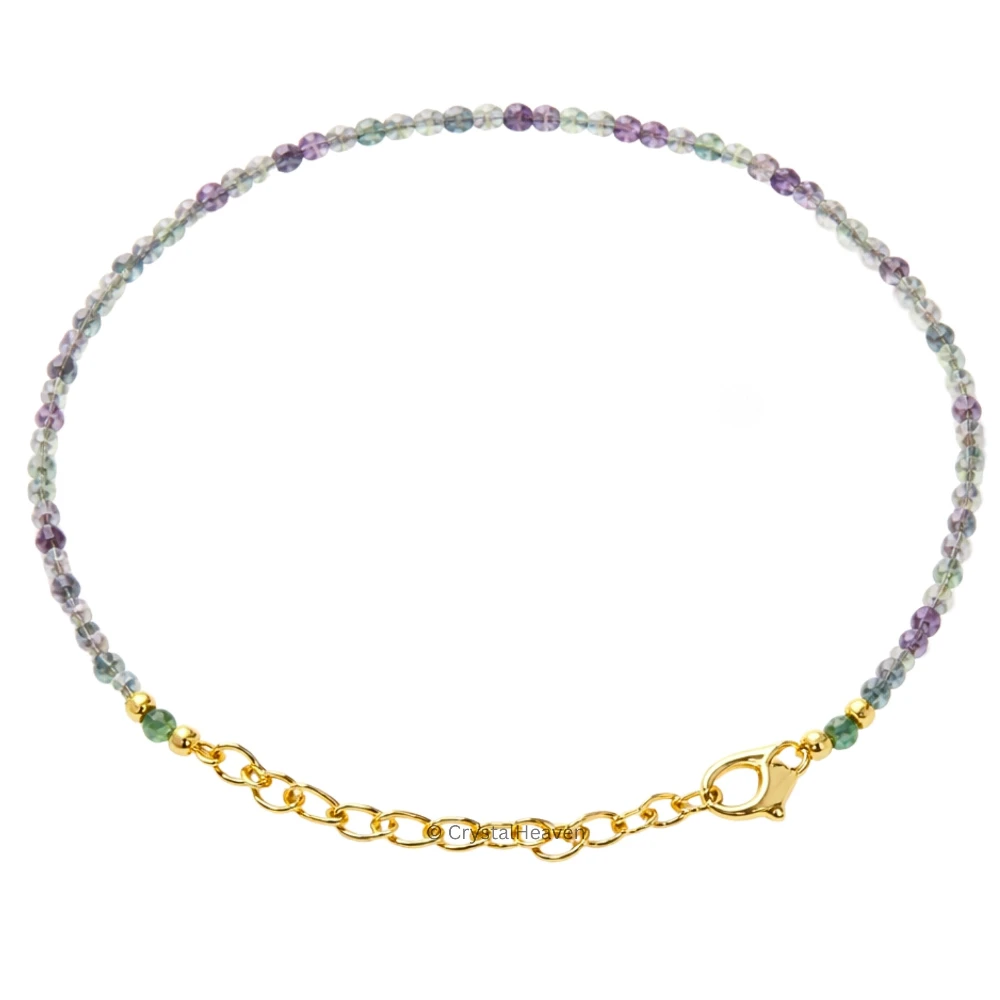 Green Fluorite Bracelets - 2mm Faceted Beads (Gold)