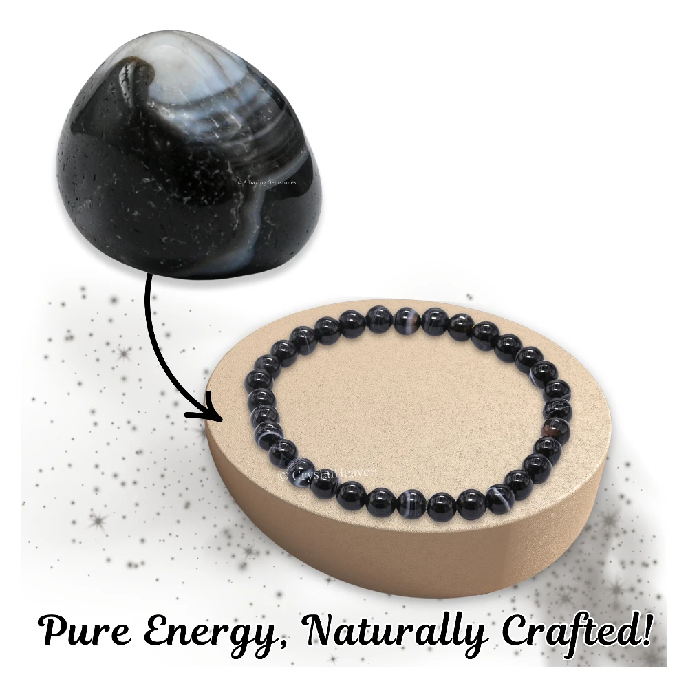 Black Hakik Healing Crystal Bracelets - 6mm Beads