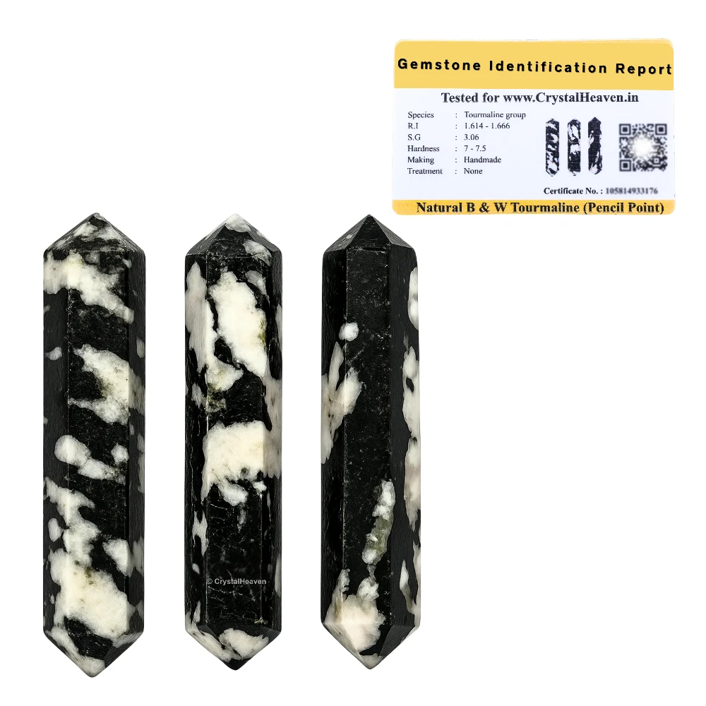 Black and White Tourmaline Pencil Points (Double Terminated) (Set of 10)