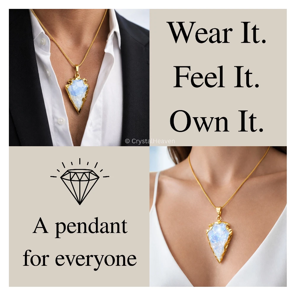 Opalite Arrow Head Pendant - Gold Plated