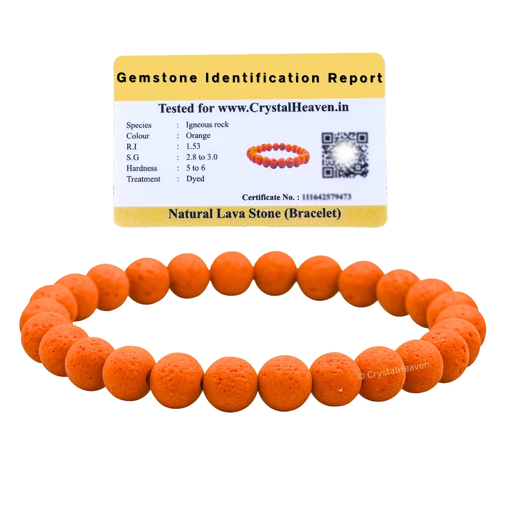 Orange Lava Stone Bracelet (Elastic)
