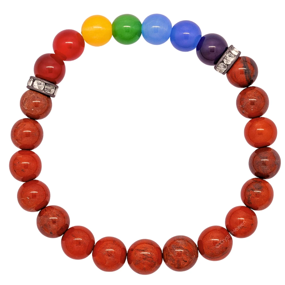 Red Jasper with Chakra Bracelet (Elastic)
