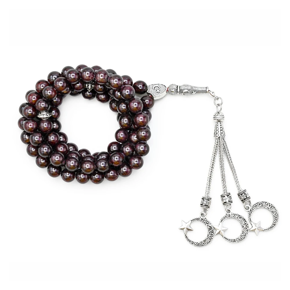 Garnet Crystal Tasbih (Silver)