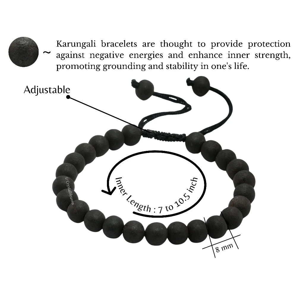 Karungali Malai Bracelet (Adjustable - 8 mm beads)