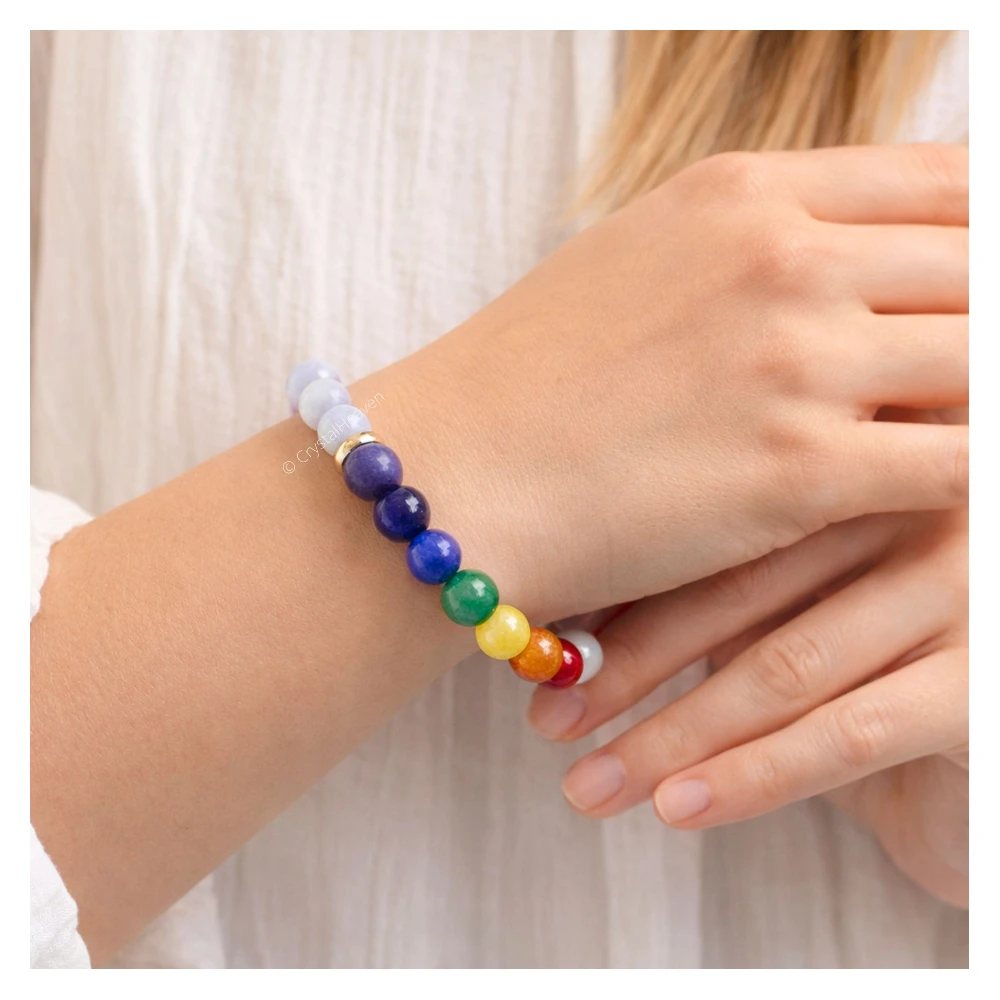 Blue Lace Agate Chakra Bracelet (Elastic)