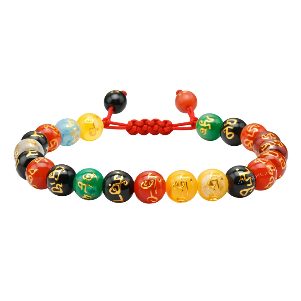 Multi Agate OM Mani Padme-Hum Bracelet (Adjustable)