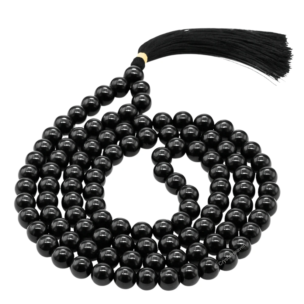Black Tourmaline Japa Mala (Without Knot)