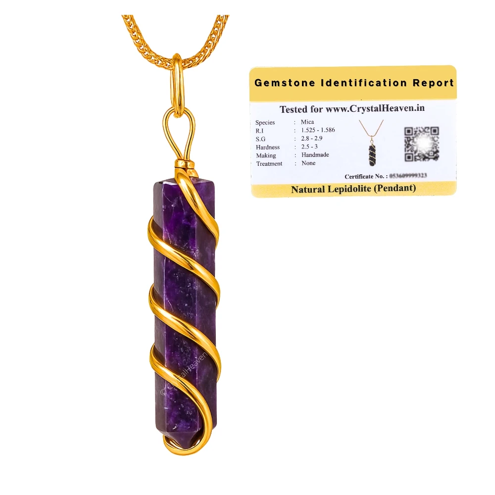 Lepidolite Necklace - Spiral Pencil Point (Gold)