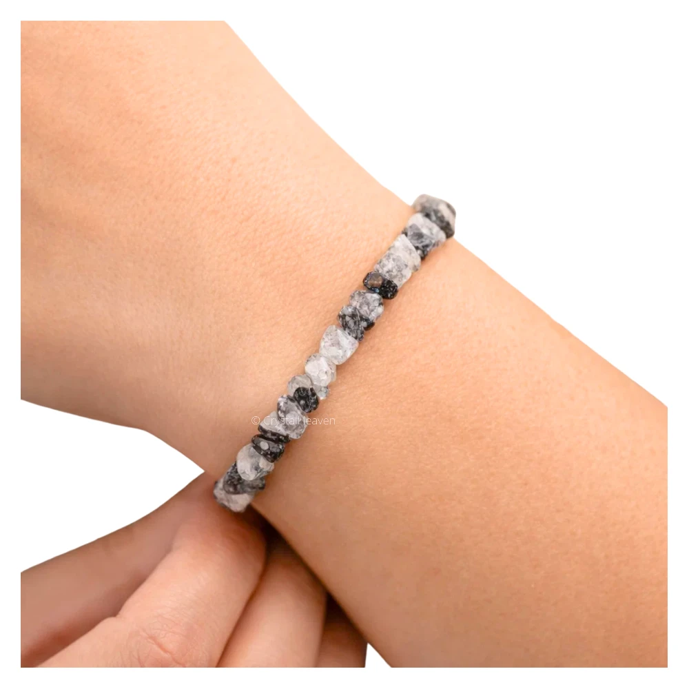 Black Rutilated Quartz Chips Bracelet