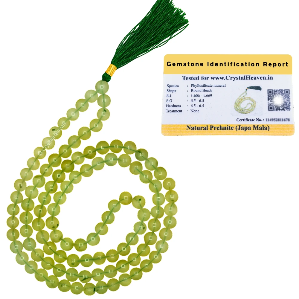 Prehnite Japa Mala (Without Knot)