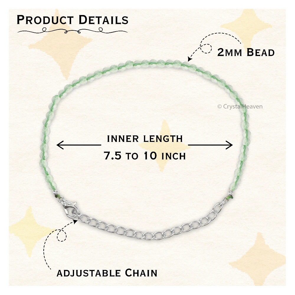 Green Amethyst Bracelets - 2mm Faceted Beads (Silver)