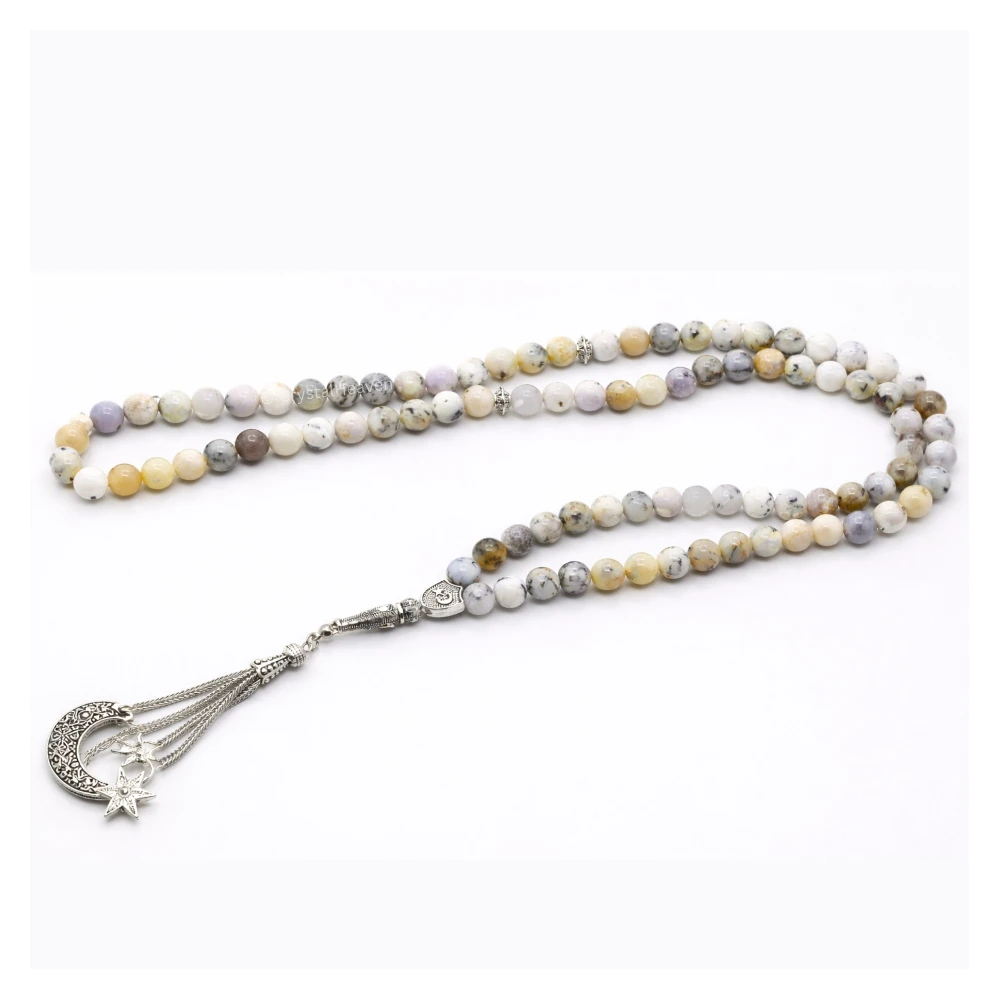 Dendrite Opal Crystal Tasbih (Silver)