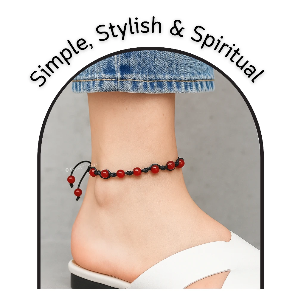 Red Onyx Anklet (Hand Knotted)