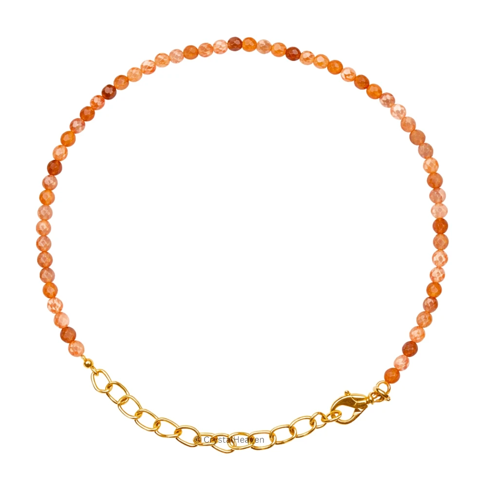 Orange Rutilated Quartz Bracelets - 2mm Faceted Beads (Gold)