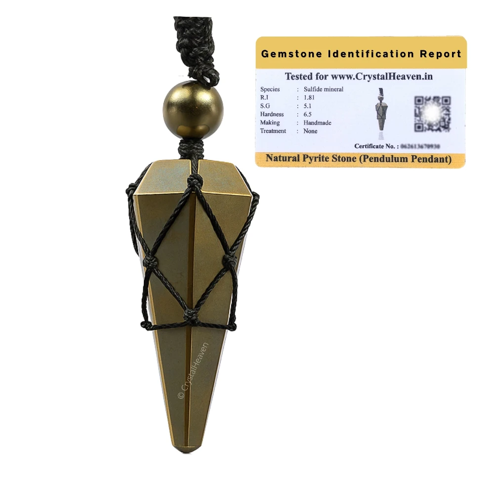 Pyrite Pendulum Pendant Necklace (Macrame)