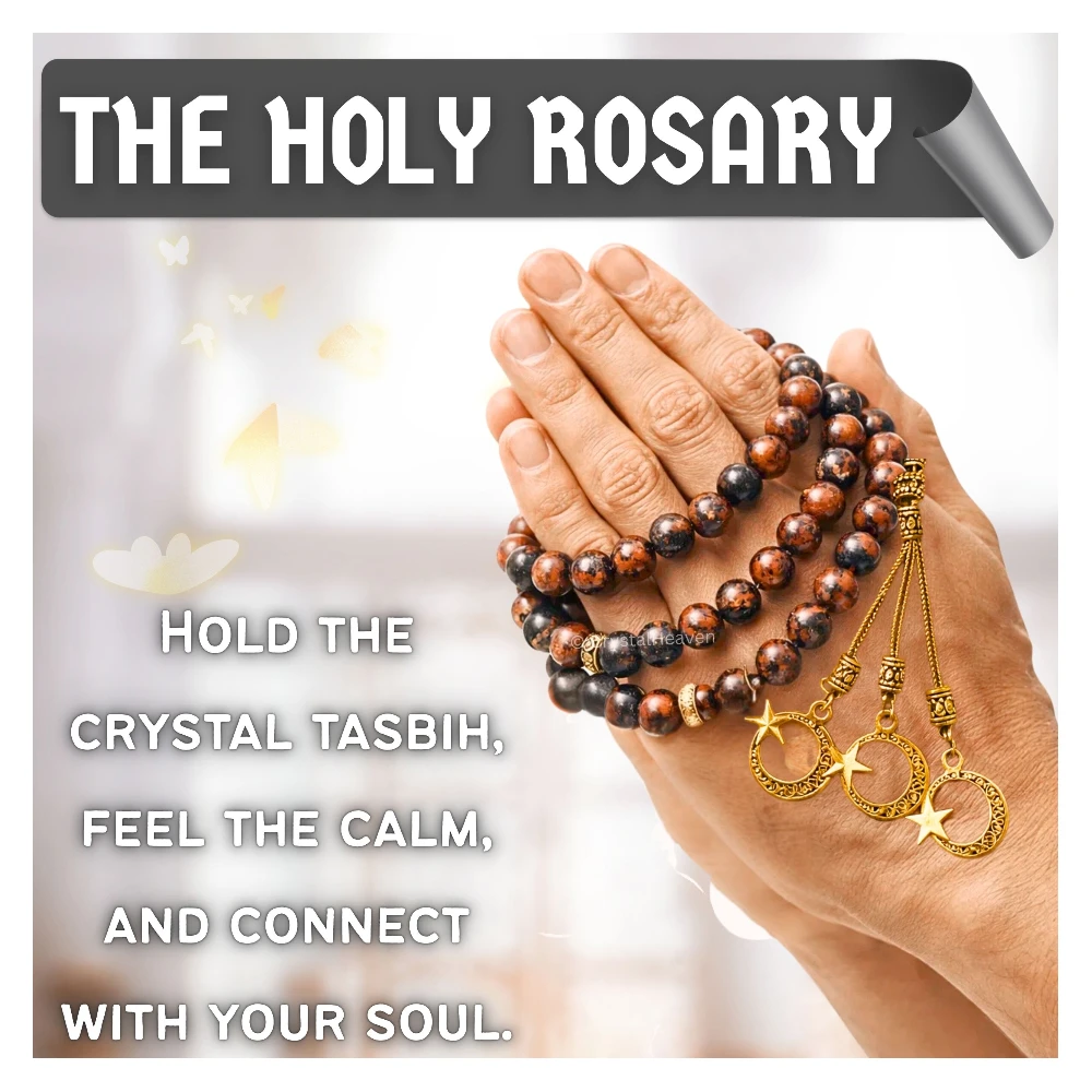 Mahogany Obsidian Crystal Tasbih (Gold)