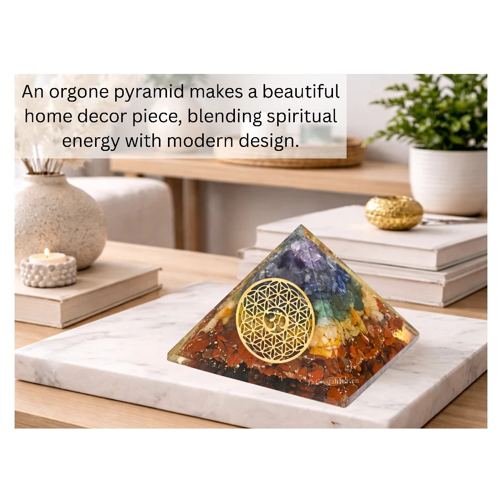 7 Chakra Orgone Pyramid (OM Flower Of Life)