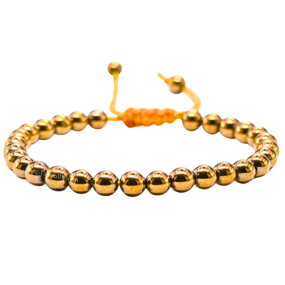 Golden Hematite Healing Crystal Bracelets - 6mm Beads (Adjustable)