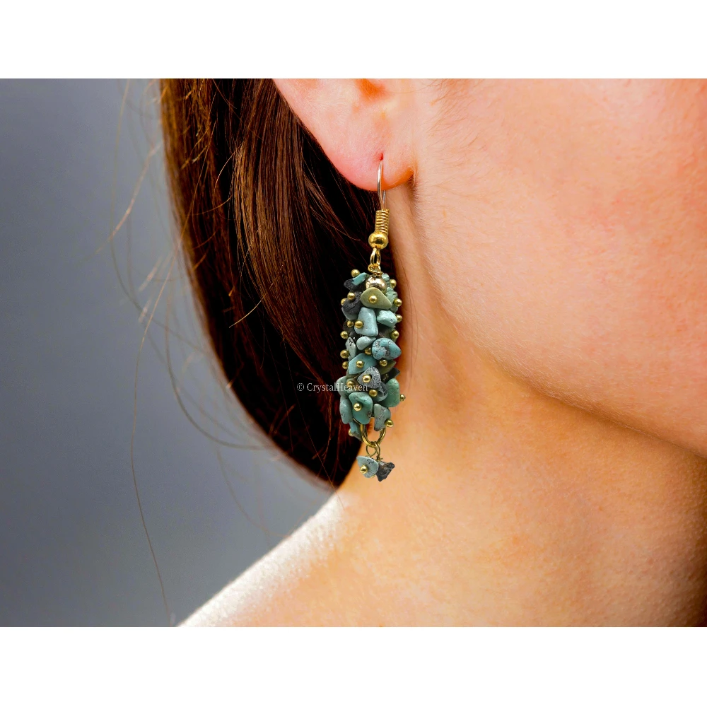 Larimar Crystal Earring (Gold)