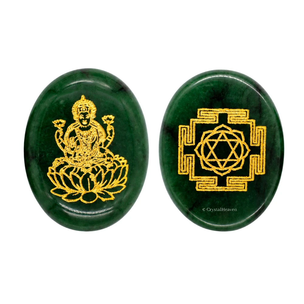 Green Aventurine Lakshmi Ji & Shri Yantra Zibu Stone