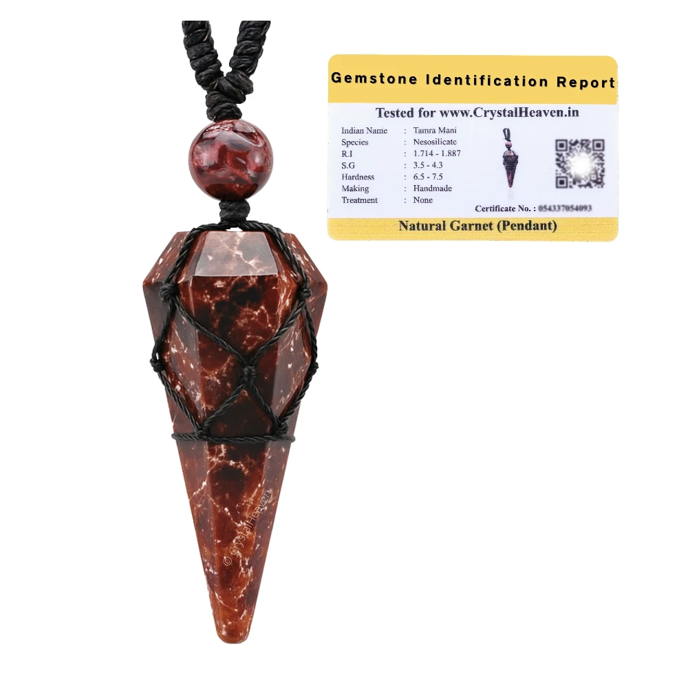 Garnet Pendulum Pendant Necklace (Macrame)