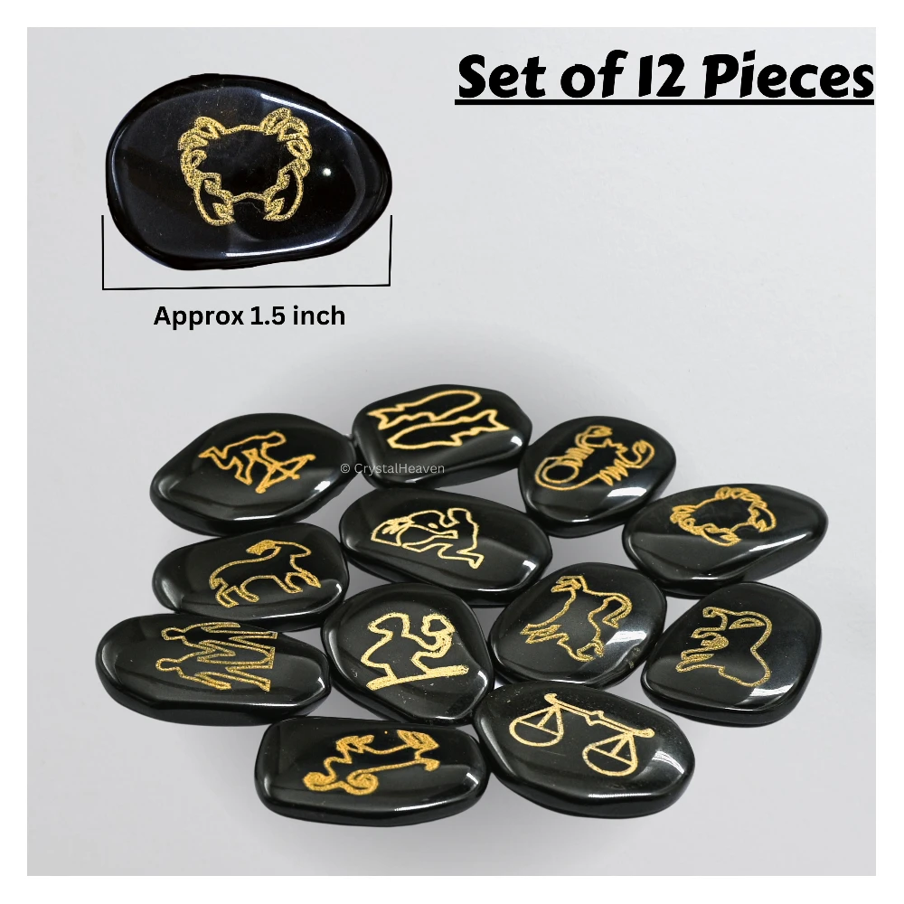 Black Agate Pagan Wiccan Stones (Set of 12)