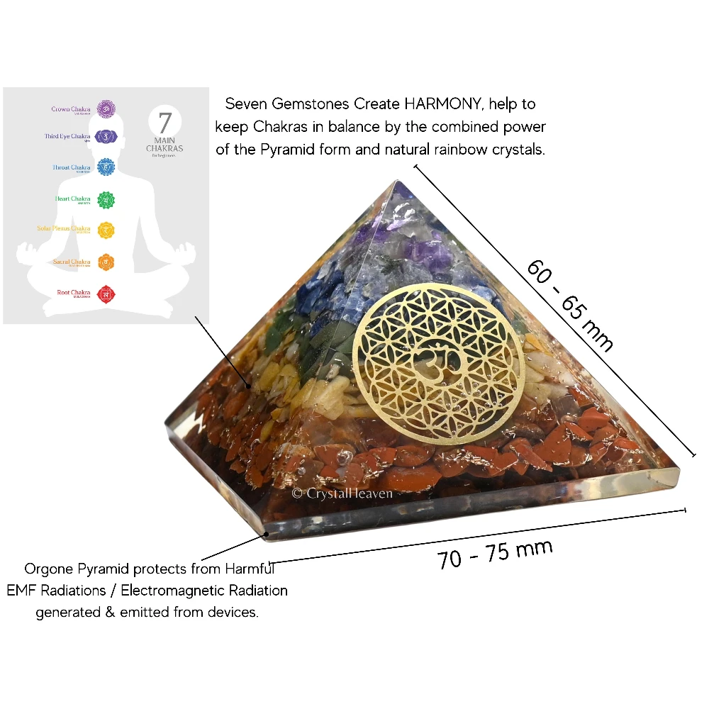 7 Chakra Orgone Pyramid (OM Flower Of Life)