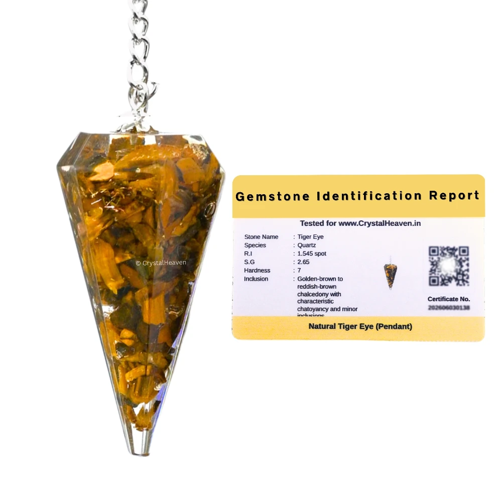 Tiger Eye Crystal Orgone Pendulum