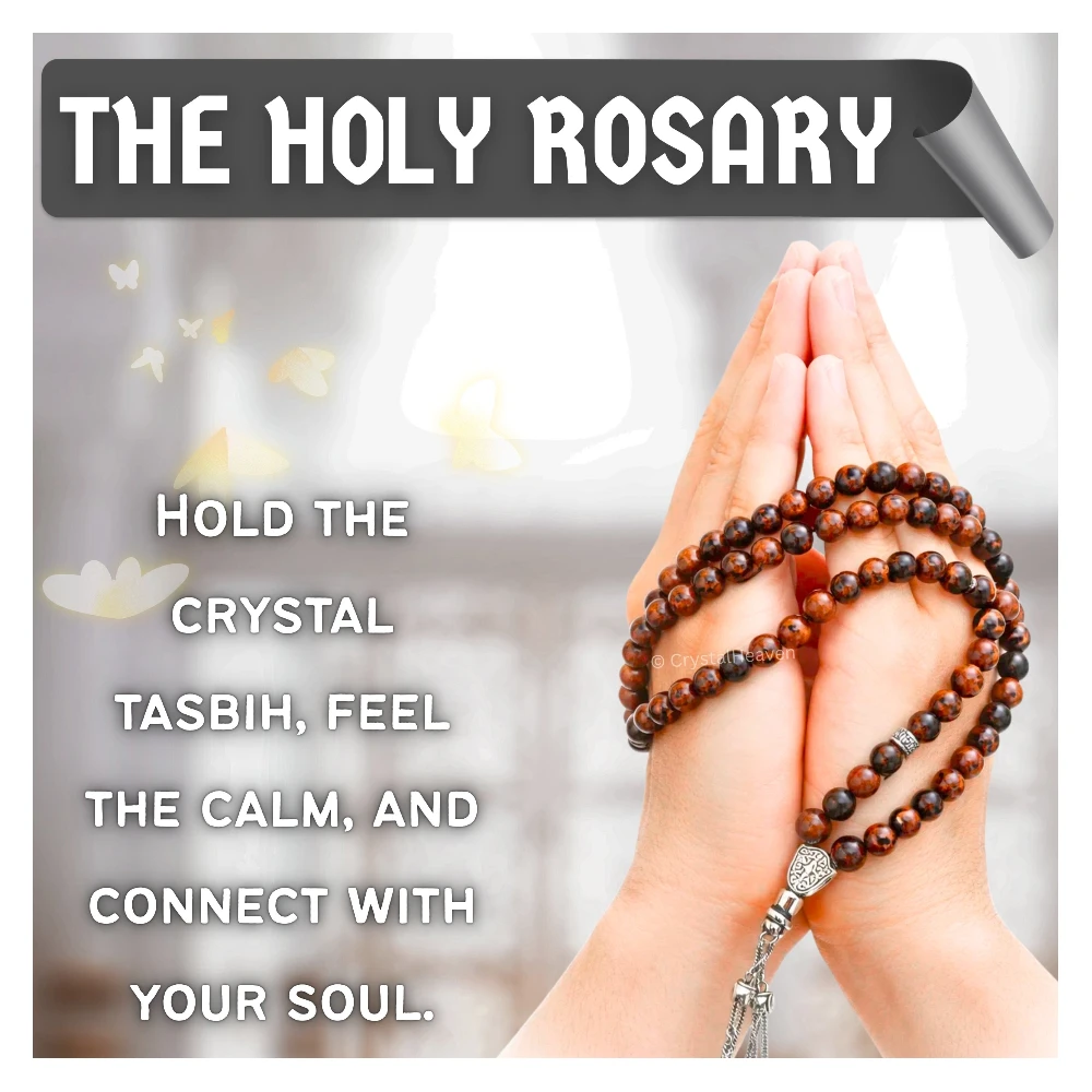 Mahogany Obsidian Crystal Tasbih (Silver)