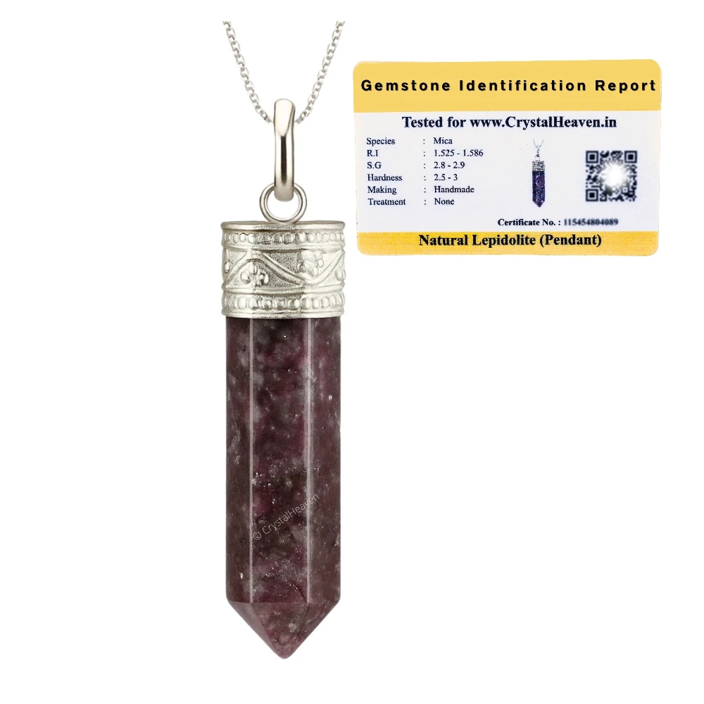 Lepidolite Necklace - Pencil Point (Silver)