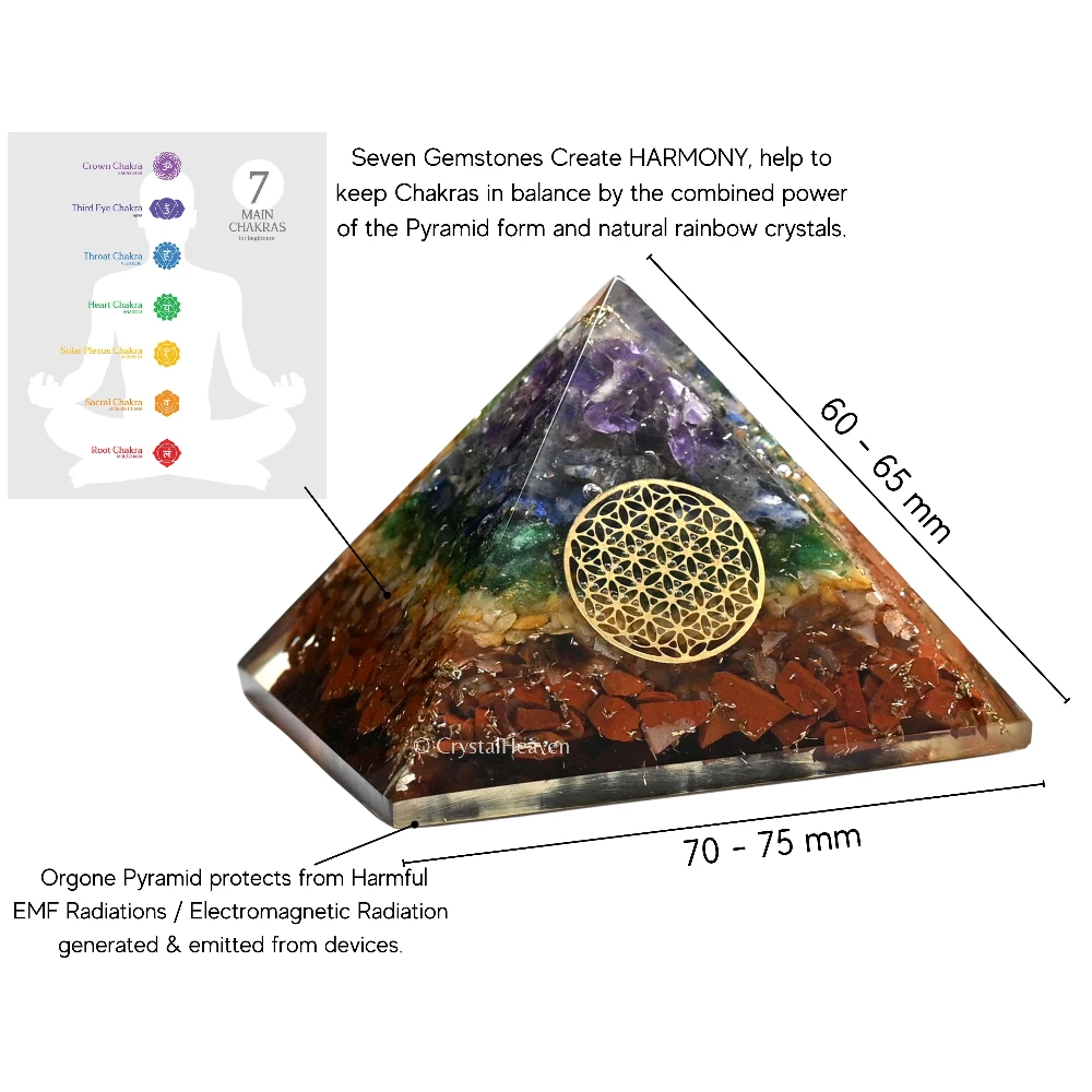7 Chakra Orgone Pyramid (Small Flower Of Life)